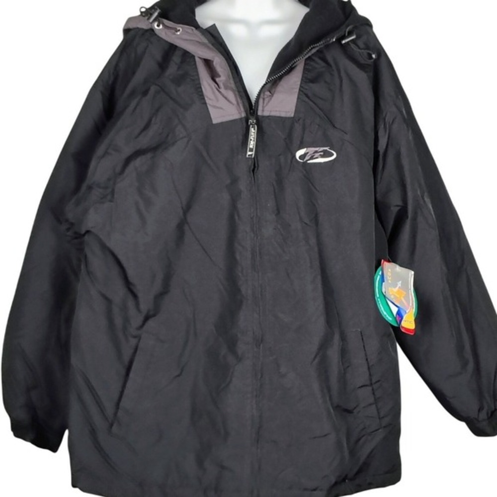Vintage Spalding Top Flite Black Gray Bioclimatic‎ Fleece Lined Hooded Jacket XL